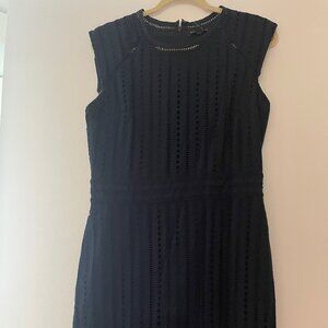 Beautiful and Classy Dark Blue Mini Eyelet Cotton Dress NWT Size 10